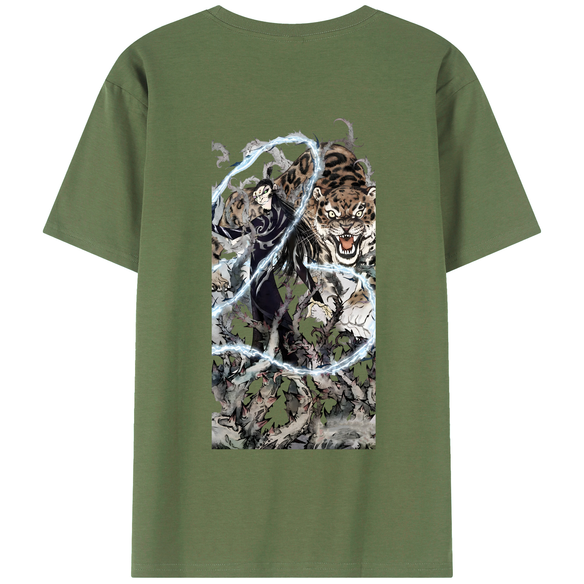 （画像用） Ne Zha 2 ナタ 魔童の大暴れ 綿100％ メンズ半袖Tシャツ（バックプリント） 通気性